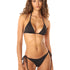 Woman wearing a black bikini on a white background